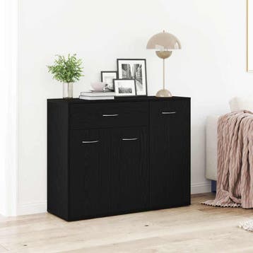 vidaXL Dressoir Zwart Eiken 88x30x70 cm Engineered Wood, Verzenden