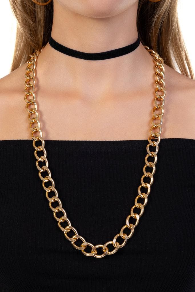 Lange Dikke Goudkleurige Ketting 14mm Aluminium met 14K Goud, Handtassen en Accessoires, Kettingen, Goud, Nieuw, Ophalen of Verzenden