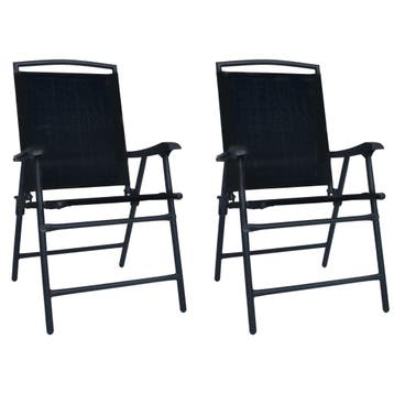 vidaXL Opklapbare stoelen, 2 stuks, textiel zwart, Verzenden, Nieuw