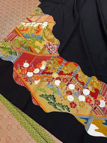 Japanse zwarte tomesode-kimono - Zijde - Japan - 20e eeuw