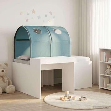 vidaXL Bed met Tunnel 3 st Wit en Lichtblauw Bewerkt hout, Huis en Inrichting, Slaapkamer | Bedden, Verzenden, Nieuw