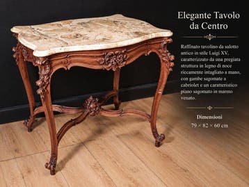 Centre de table - Bois, Noyer, Marbre