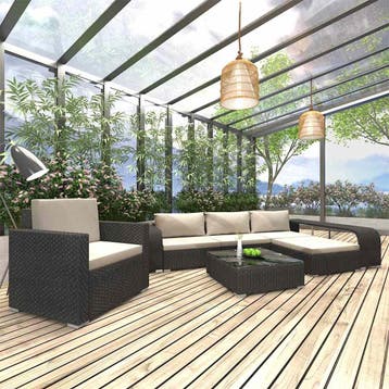 vidaXL 8-delige Loungeset met kussens poly rattan zwart, Verzenden, Nieuw, Loungeset