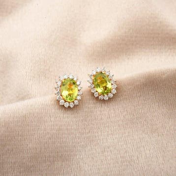 Oorstekers - 14 karaat Geel goud - 2.12ct. tw. Olivijn -