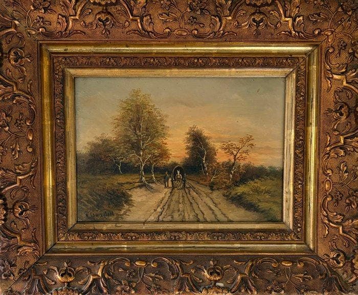 Hollandse school (XX)Naar Louis Apol - Man met paard en kar, Antiquités & Art, Art | Peinture | Classique