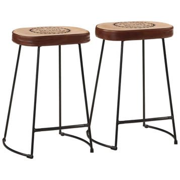 vidaXL Barkrukken 2 st 41x29x62 cm donkerbruin, Huis en Inrichting, Barkrukken, Verzenden, Nieuw