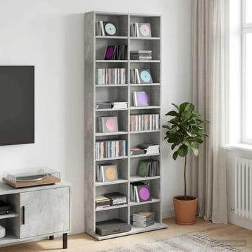 vidaXL CD Kast Betongrijs 65 x 23,5 x 175 cm Bewerkt hout, Huis en Inrichting, Verzenden, Nieuw