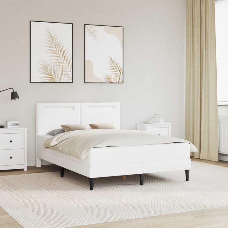 vidaXL Bedframe met LED-stripverlichting Wit 140 x 190 cm, Maison & Meubles, Chambre à coucher | Lits, Envoi