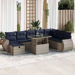 vidaXL 9-delige Loungeset met kussens poly rattan acacia, Verzenden, Nieuw, Loungeset