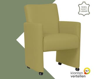 Leren eetkamerstoel Elegant - Toledo Mustard (mosterd) -, Huis en Inrichting, Eigentijds, Modern, Overige kleuren, Nieuw, Leer
