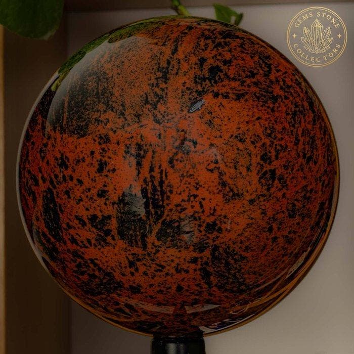 Fine Mahogany Obsidian Sphere Bol - Hoogte: 15.6 cm -, Verzamelen, Mineralen en Fossielen