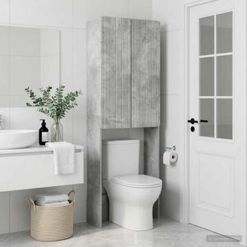 vidaXL Toiletkast ZWOLLE Betongrijs 66 x 25,5 x 190 cm, Huis en Inrichting, Verzenden, Nieuw