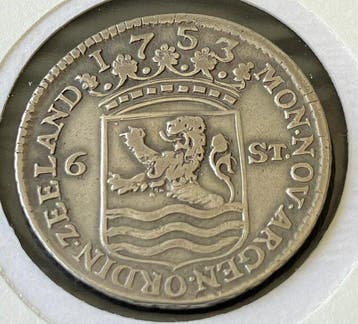 Nederland, Zeeland Scheepjesschelling of 6 Stuivers 1753,, Timbres & Monnaies, Monnaies | Pays-Bas