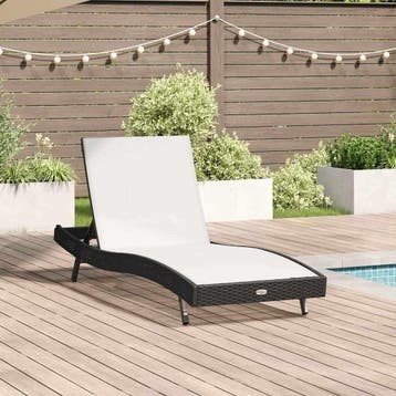 vidaXL Ligstoel Zwart en Wit 197 x 70 x 82 cm poly rattan, Verzenden