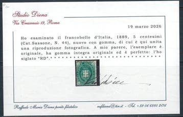 Koninkrijk Italië - Wapen, 5 c. donkergroen nr. 44., Gestempeld