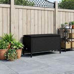 vidaXL Tuin Voetenbank met kussen Zwart 80 x 38 x 45 cm PE, Verzenden