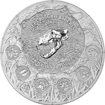 Liberia. 5 Dollars 2026 - Megafauna - Cave Lion Ag999.9 1 oz
