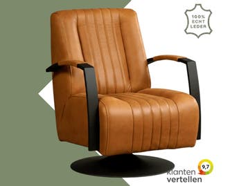 Leren draaifauteuil Galaxy - Vintage Cognac (cognac) -, Ophalen of Verzenden