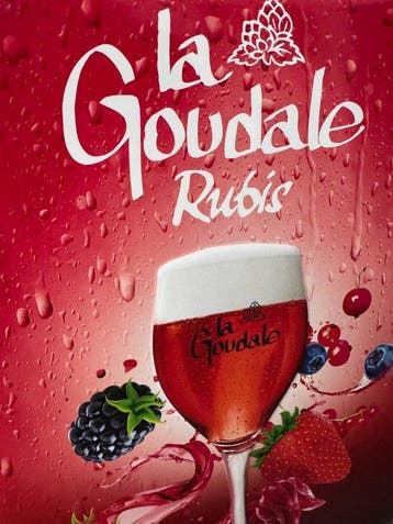 La Goudale Rubis – Metalen bier reclamebord – rood – ca. 40