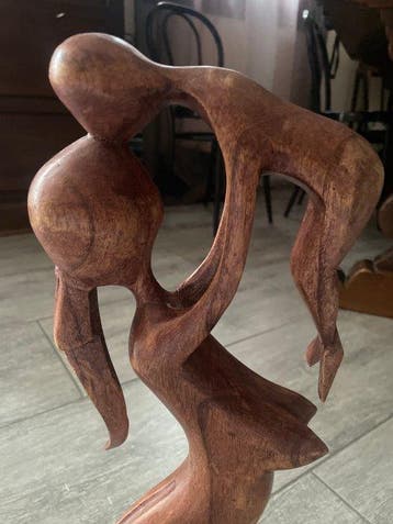 sculptuur, Mamma e figlio - 50 cm - Hout