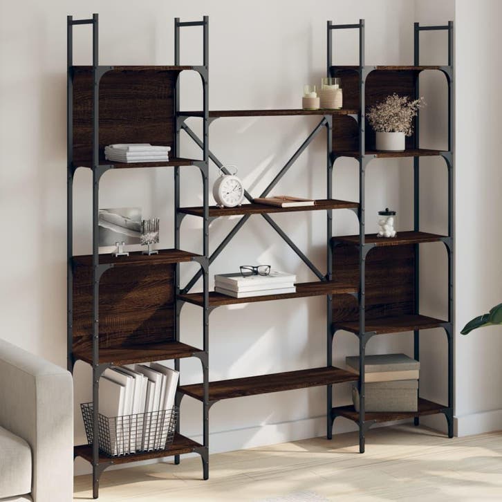vidaXL Boekenkast 155,5x24x166,5 cm bewerkt hout bruin, Huis en Inrichting, Kasten | Boekenkasten, Nieuw, Verzenden