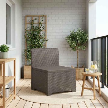 vidaXL Eén-zits Tuin Sofa Rieten Look PP Lichtgrijs, Verzenden