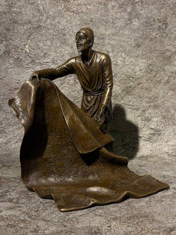 Statue, Arabische Heer 20.5 cm - 20.5 cm - Bronze, Antiek en Kunst