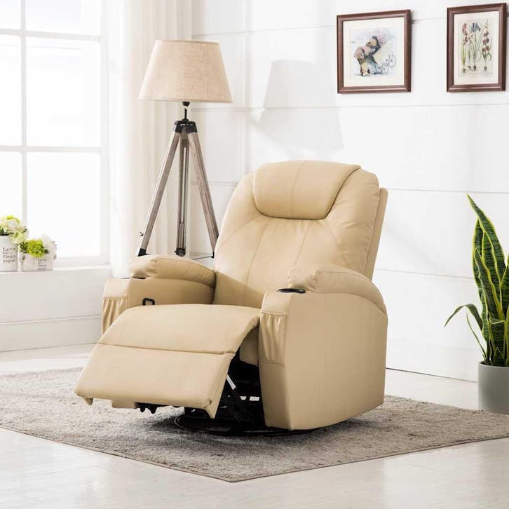 vidaXL Massagestoel schommelend kunstleer crèmekleurig, Huis en Inrichting, Stoelen, Nieuw, Verzenden