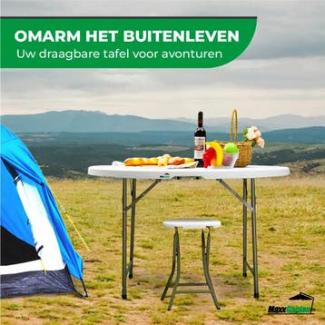 MaxxGarden Vouwtafel - Opvouwbare ronde tuin tafel - 120x..., Tuin en Terras, Tuintafels, Ophalen of Verzenden, Nieuw, Rond