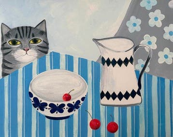 Isabelle Brent - “Cat and Cream Jug”. - 50 x 40 cm.