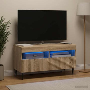 vidaXL LED tv-meubel HAARLEM 81 x 35 x 43 cm Sonoma Eiken, Verzenden