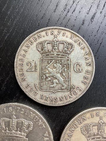 Nederland. Willem III. 2 1/2 Gulden 1871-1873 (Zonder