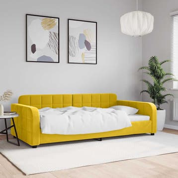 Fluweel slaapbank in chic geel - De eyecatcher voor je in..., Verzenden
