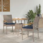 vidaXL Tuinstoelen 2 pcs Grijs en Marineblauw Poly Rattan en, Verzenden, Nieuw