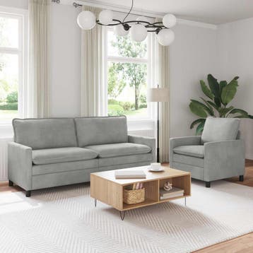 vidaXL bank / zetelstel 2 st Lichtgrijs Fluweel, Verzenden