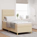 vidaXL LED Box Spring Bed met matras Crème 80 x 200 cm Stof, Verzenden, Nieuw