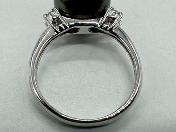 Zonder minimumprijs - Ring Platina Parel - Diamant - zwarte, Nieuw