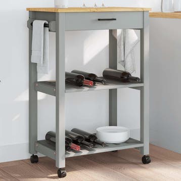vidaXL Keukentrolley MONZA 60x40x88,5 cm massief grenenhout, Huis en Inrichting, Verzenden, Nieuw