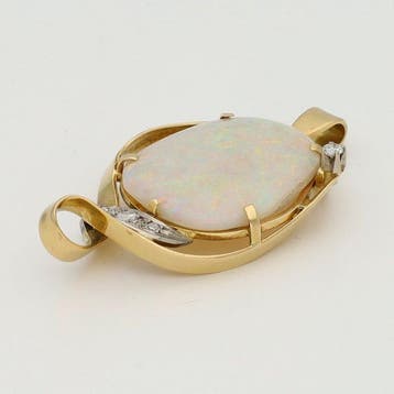 Hanger - 18 karaat Geel goud - Diamant - Opaal