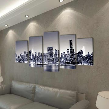 vidaXL Canvas muurdruk set monochroom New York skyline 100 x, Verzenden, Nieuw