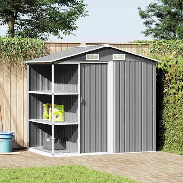 vidaXL Tuinschuur met rek 205x130x183 cm ijzer grijs, Verzenden