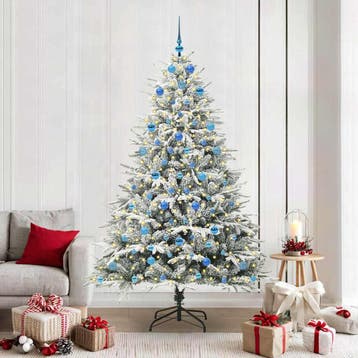 vidaXL Kunstmatige Voorverlichte Kerstboom met Ballenset, Verzenden