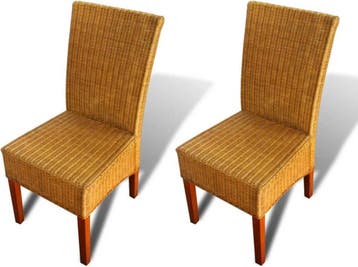 vidaXL Eetkamerstoelen 2 st - natuurlijk rattan bruin, Verzenden
