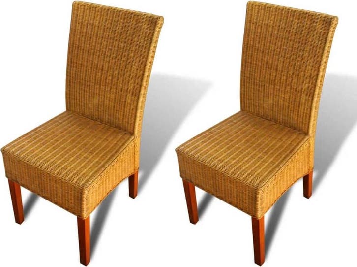vidaXL Eetkamerstoelen 2 st - natuurlijk rattan bruin, Caravanes & Camping, Meubles de camping, Envoi
