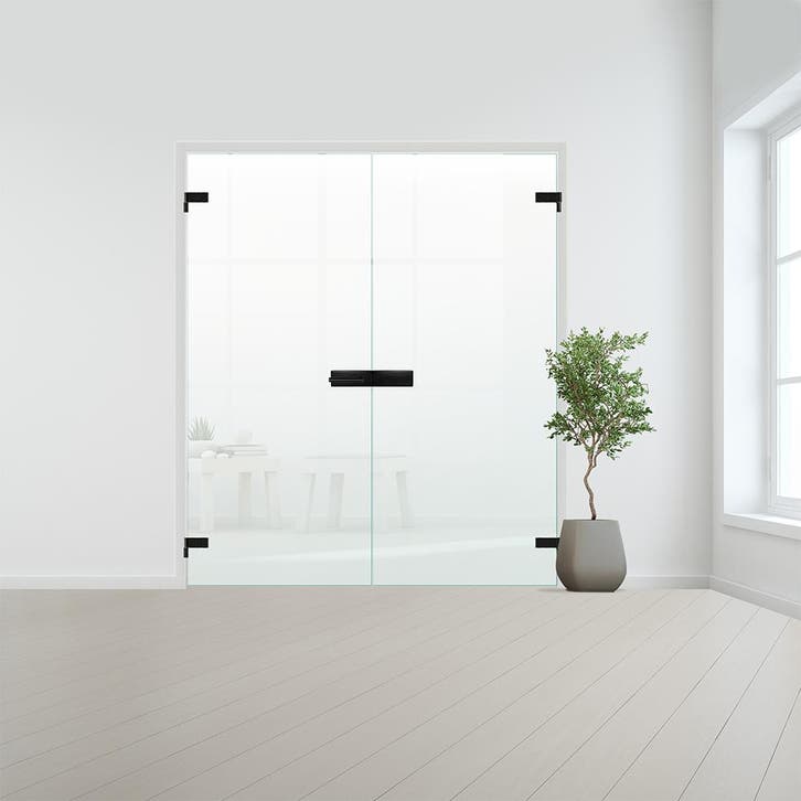 Glazen dubbele binnendeur voor opdek kozijn zwart beslag-Sat, Doe-het-zelf en Bouw, Glas en Ramen, Nieuw, Verzenden
