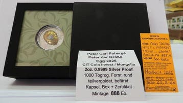 Mongolië. 1000 Togrog 2026, Peter Carl Fabergé - Peter der
