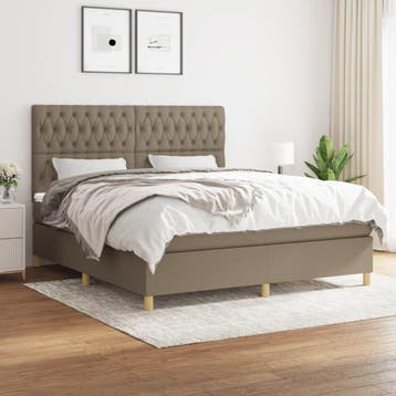 vidaXL Boxspring met matras stof taupe 180x200 cm, Verzenden, Nieuw