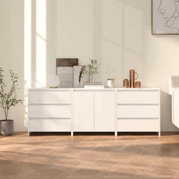 vidaXL 3 st Dressoirs bewerkt hout wit, Verzenden, Nieuw