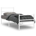 vidaXL Bedframe met hoofd- en voeteneinde metaal wit 80x200, Verzenden