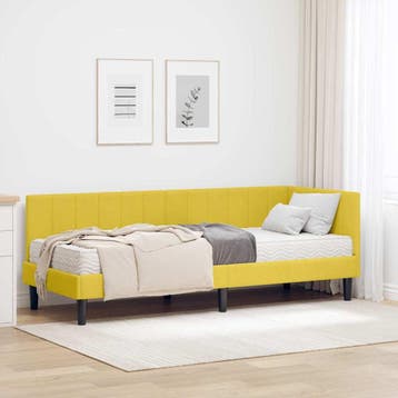 vidaXL Hoekbedframe met Matras met hoofdeinde 2 pcs Geel, Verzenden, Nieuw